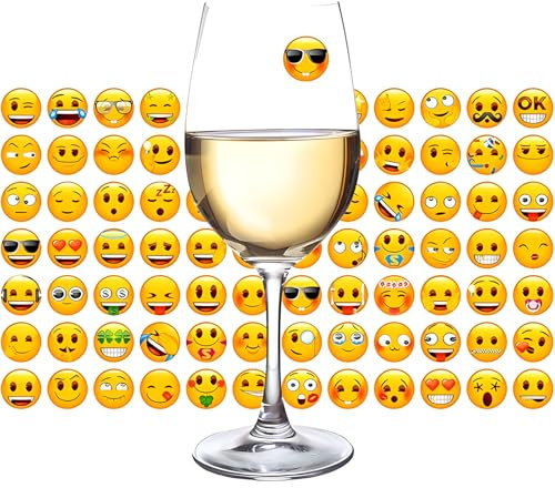 MORCART Resuable Emoji Stickers Funny Icons Decorative Drink Marker, 84pcs Party Gift for Kids Friends, Personalized Your Life, Removable & Washable