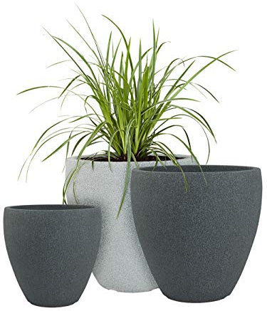 Pflanzwerk® Pflanzkübel Kunststoff Cup Grau Ø40cm Blumentopf *Frostbeständige Blumenkübel* *100% ÖKOLOGISCH* *2 Jahre GARANTIE* *Premium Pflanzenkübel Qualität*