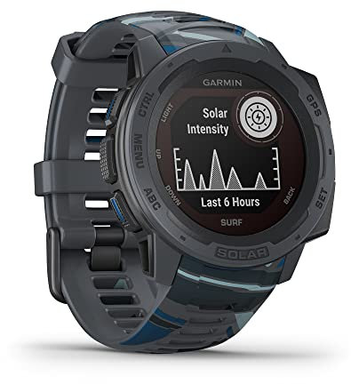 Garmin Instinct Solar Surf, Solar-powered Rugged Outdoor Smartwatch with Tide Data and Dedicated Surfing Activity, Pipeline