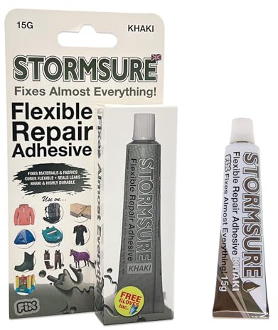 Stormsure Glue Khaki 15g: Waterproof & Flexible Adhesive for Durable Waterproof Repairs