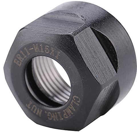 EVTSCAN Ultimo 1Pz ER11 Dado di serraggio Dado di serraggio del supporto del mandrino per leva dell'attrezzo della maniglia dello strumento della pinza ER11(ER11-M15X1-Nero)