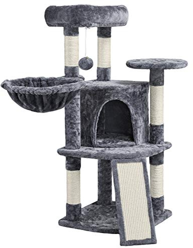 Yaheetech Tiragraffi Albero per Gatti 107 cm con Condonimio Cestino Posatoio Palla Grigio Scuro
