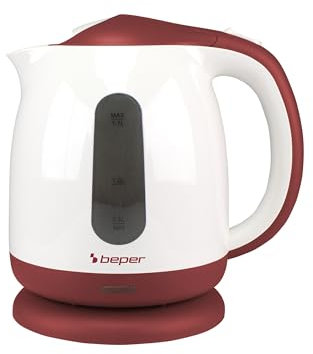 Beper P101BOL100 Hervidor eléctrico, apagado automático, 1.7 Litros, filtro antical extraíble, 2200w, Rojo