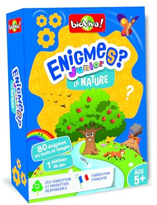 Bioviva - Enigmes Junior - La Nature - Jeu de Cartes Enfants 5+ | Jeu Educatif Devinettes - Dès 5 ans - 2 à 4 joueurs - Fabriqué en France