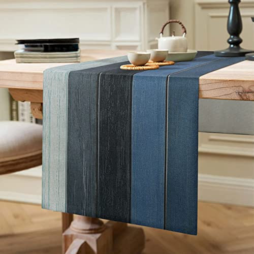 Tischläufer Modern Wohnzimmer Tischläufer Grau Herbst Tischläufer Platzsets Tischläufer Blau Grau Tischmatten für Esstisch Party Hochzeit Tischläufer Leinen 40 x 140cm Navy Blau Tischläufer Winter