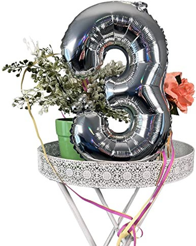 DIWULI Luftballon 3 Jahre Silber Geburtstag Party-Deko