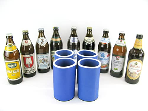 Set di 4 birre bavaresi blu, refrigeratore per bevande, refrigeratore per birra, refrigeratore per bottiglie di birra standard da 0,5 l, per un migliore raffreddamento, refrigeratore di qualità