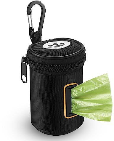 RASSE Dog Poop Bags Dispenser Dog Poop Waste Bag Holder Zipper Pouch with Carabiner Clip, 1680D Nylon Oxford Waste Bag Dispenser for Leashes Dogs Bags Holder