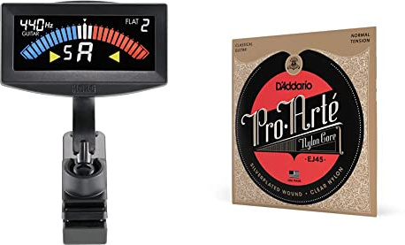 Korg AW-4G-BK Zubehör & D'Addario Gitarrensaiten Konzertgitarre | Akustikgitarre | Akustik Gitarre Saiten | Classical Guitar Strings | EJ45 EJ44 Pro-Arte Nylonsaiten für Klassikgitarre