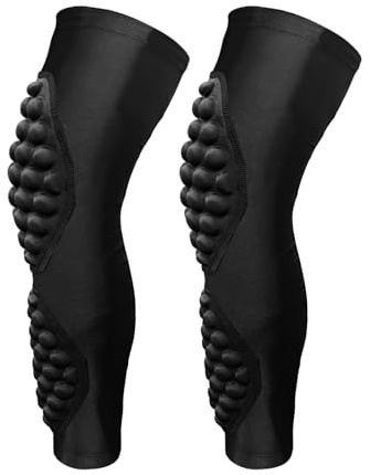 Topeter Long Leg Compression Sleeve with Knee & Calf Padding, Child Kneepad with Shin Guard Brace Support for Soccer, Baseball, Scooter 1 Pair Black YM