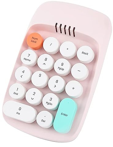 Deger Inget digitalt tangentbord, retro tangentbord för skrivmaskin, numeriskt tangentbord med knappsats 18 mini Bluetooth-tangentbord 2,4 GHz (rosa)