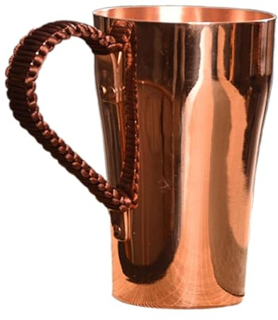 Sharplace Pure Copper Coffee Mug Handmade Tea Cup with Cord Handle 400ml