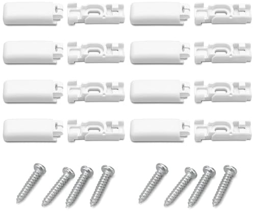 8 Stück Plissee-Klemmträger und Halterung in Weiß - PE Klemmen, Spannschuhe