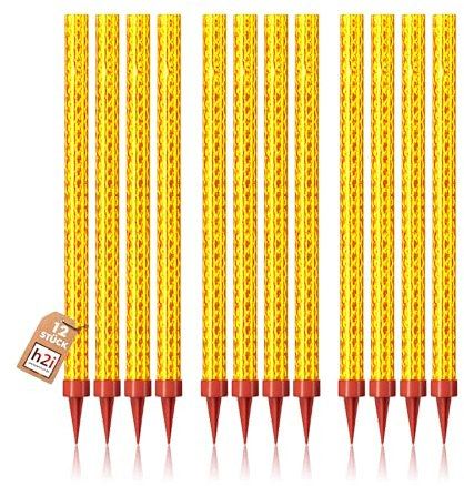 h2i Eissterne | 12 Stück | 120 Sek. Brenndauer | Eisfontäne, Sprühkerze, Wunderkerze - Highlight für Events, Party, Hochzeit, Geburtstag | Tischfeuerwerk & Deko für Flaschen & Torten | Kat F1