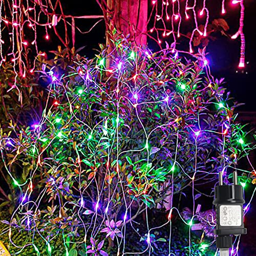 Izrielar rete luminosa a LED, 4,5x1,6M 300LED catena luminosa con 8 modalità e funzione memoria, tenda luminosa rete luminosa all'aperto IP44 impermeabile luci natalizie rete colorata