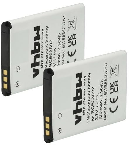 vhbw 2X Akku kompatibel mit Swisstone BBM 320c, BBM 300, BBM 400, BBM 310, BBM 320 Handy Smartphone Senioren Telefon (800 mAh, 3,7 V, Li-Ion)
