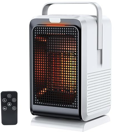 Elektrisk uppvärmning med PTC-keramiskt element, värmefläkt, frisk luftfläkt, fjärrkontroll, överhettnings- och tippskydd, ECO-läge