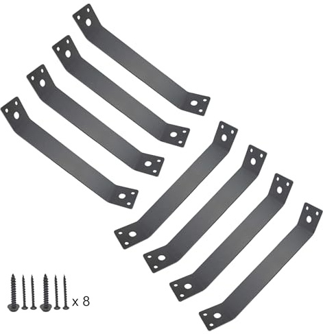 8 Pcs 7 x1-1/3 Length 45 Degree Corner Brace, 6 Hole Angle Support Mount Bracket, Inside Joint for Butt-Join Wood Post Beam Desk Edge Box Pergola Gazebo DIY, Thickness 3 mm with Screws
