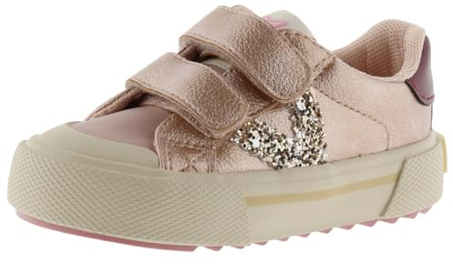 Victoria Basket Basse Tribu Effet Cuir Métallisé & Scratch & Logo Pailleté 1065199 pour Filles Nude 23