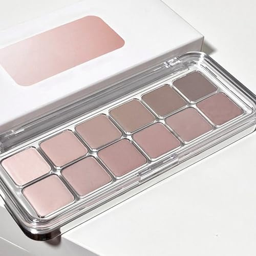 12-Color Matte Grey-Pink Eyeshadow Palette – Waterproof & Long-Lasting Highly Pigmented with Blendable Texture, Ideal for Smokey or Natural Eye Looks, Great for Women’s Makeup Routine