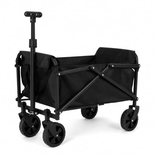 Vikbar rullvagn mini, 40 kg lastkraft, terränggående handvagn | Robust transportvagn för sport, camping, trädgård och shopping; kompakt vikbar och lämplig för olika terränger