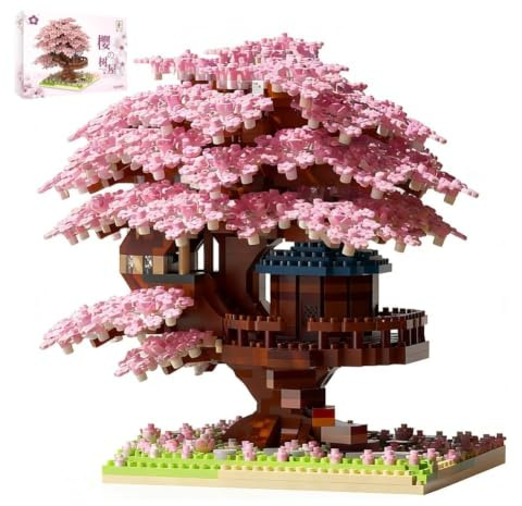 PyrrlicToy Set Di Mattoncini Da Costruzione, 2151 Pezzi Fai Da Te Sakura, Albero Della Casa Dell'albero, Set Di Modelli per Bonsai, Decorazione per La Casa, Modulare Albero Di Ciliegio