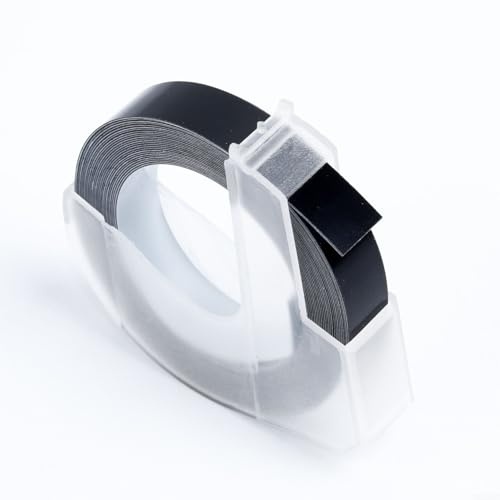 Embossing Label Maker Refill Tape 9mm x 3Meter for DYMO/ 12813/12814/ 1610/1540/ 1535/1575 /17266 for MOTEX 5500A 5500B - 5 Colors Pack(Black)