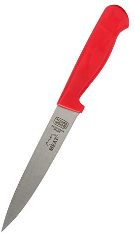 The Kosher Cook Meat Red Kitchen Knife – 6” Steak and Vegetable Knife - Razor Sharp Pointed Tip, Straight Edge - Color Coded Kitchen Tools