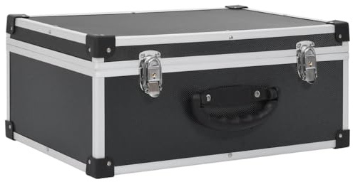 vidaXL Maletín Aluminio y ABS Archivador Organizador Música Estructura Duradera Robusta Resistente Segura con Cerradura Llaves Negro para 60 CDs