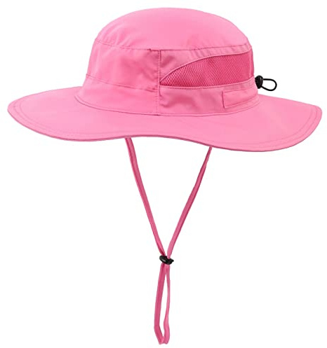 Connectyle Kids Wide Brim Sun Hat for Beach Quick Dry Bucket Safari Hats for Summer M Hot Pink