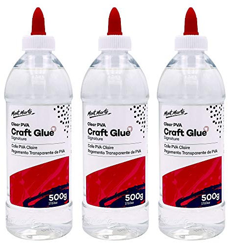 Mont Marte Signature Clear PVA Craft Glue 500g (17.63oz) - 3 Pack, Suitable for Paper, Card and Fabric Product Description