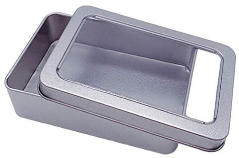 2 Stück Kleine Metalldosen mit Deckel, Aufbewahrungsbox Metall Rechteckige Blechdosen, Metallbox Behälter, Silber Organizer Blechdose ohne Scharniere für Bonbons Geschenke, 12,5x9x4,8cm