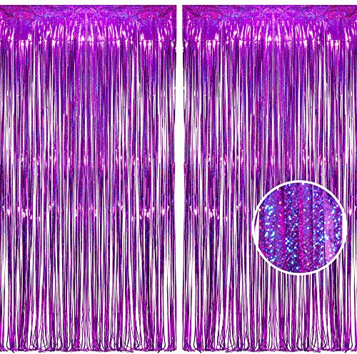 BRAVESHINE Metallische Lametta Vorhänge Hintergrund, Funkeln Vorhängen Dekoration für Geburtstagsfeier Hochzeitsfoto Hintergrund Weihnachten Disco Party (2 Stück,1x2.5m)