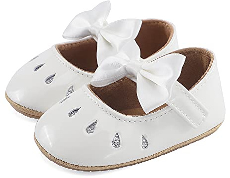 LACOFIA babykrypskor för flickor, halkfria och med rosetter, prinsesskor