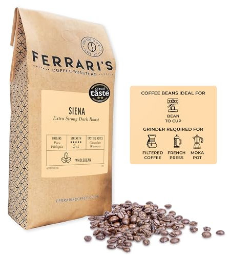 Ferraris Coffee | Extra Strong | Dark Roast | Strength 5/5 | Siena | Great Taste 2-star Award 2023 | Coffee Beans | 1kg