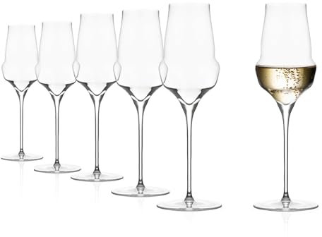 Stölzle Lausitz Champagner Gläser Cocoon 6er-Set 340ml – Extravagante Champagner-Cocktail Gläser ideal für Schaumweine – Kristall Sektgläser aus deutscher Herstellung – Spülmaschinengeeignet