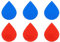 PATIKIL Etichetta autoadesiva per acqua calda e fredda 3 paia/6 confezioni di adesivi a forma di goccia in acrilico per rubinetti e lavandini rosso/blu