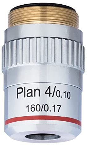 Mikroskopzubehör Achromatische Ziele Linse, 4x plan achromatischer objektiver Objektiv optischer Arbeitsabstand 29,04mm mit Rändelring Haltbarkeit und zuverlässige Leistung