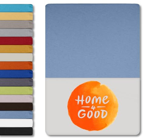 home4good Spannbettlaken 200x200cm – Jersey-Spannbetttuch aus 100 % Baumwolle – Oeko-TEX 100 Zertifiziert – bügelfrei, elastisch & atmungsaktiv – für 15–25 cm Matratzenhöhe - Hellblau