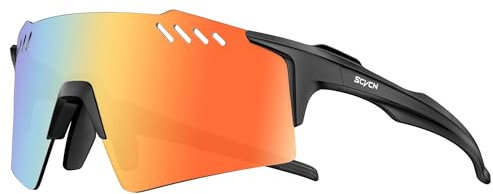 SCVCN Sport Sonnenbrille Herren Damen Fahrradbrille Radbrille Verspiegelt Sportbrille für MTB Rennrad Radfahren Biking Laufen Enduro mit UV400 Schutz S9A2