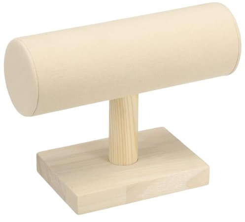 sourcing map Bracelet Holder Display, Wooden Bracelet Watch Scrunchie Holder Stand T-Bar Jewelry Organizer Stand for Boutiques, Stores, Showcases and Home (Beige)