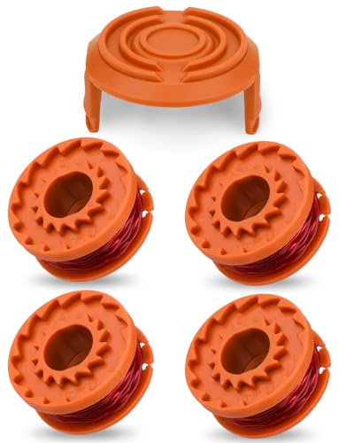 Replacement Strimmer Line Compatible with Worx 4Pcs with Cover, Mellbree 3M Strimmer Wire Lawn Mower Strimmer Spool Grass Trimmer Spool Replacement Trimmer Spool Lawn Mower Line
