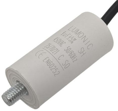Lumonic Startkondensator 1µF 450V | med Kabel I 26x55mm I 1uF I Motorkondensator med plasthölje I Driftkondensator I för pumpar, gräsklippare, verktyg