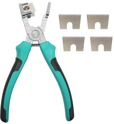 Tape Cutter V Shape, Ribbon Tape Rubber Strip Scissors, 90 Degree Edge Angle Pliers Slicing Tool Right for Auto Corner Trim, Sealing Shears, 4 Blades Included for Replacement
