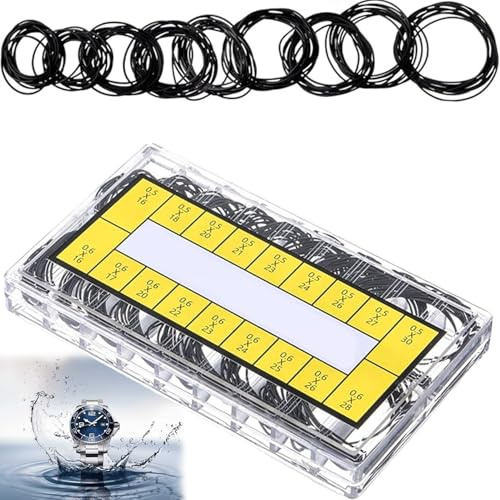 Ousuwo Sealing Rings Watch O-Rings Set - Comprehensive Watch Back Case Repair Kit with 210 Waterproof Rubber Seal Gaskets for Professional Watchmakers & DIY Enthusiasts