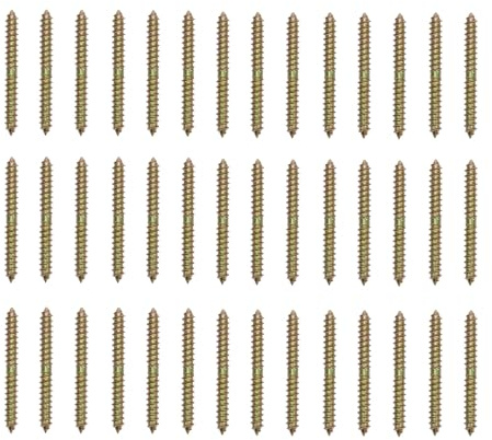 GALPADA Tornillos de Espiga de Doble Cabeza 6x60 Mm Recubrimiento Galvanizado Zinc, Pernos Autorroscantes para Madera, 40 Unidades para Carpintería y Muebles