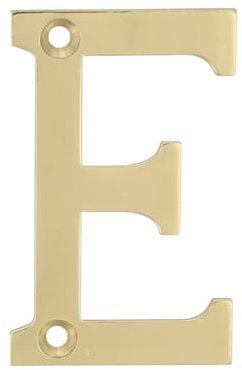 Amig - Letra E de Latón Pulido para Atornillar en Interior y Exterior - 50 mm - Adecuado para en Portales, Paredes o Fachadas de Casas - Acabado en Dorado