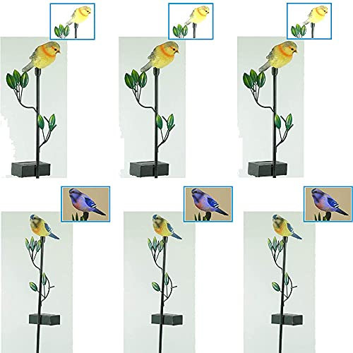 Dapo 6 x Solar-Außen-Garten-Leuchte-Lampe Vogel IP44 Balkon-Terrassen-Blumentopf-Blumenbeet-Dekorations-Weihnachts-Leuchte-Lampe-Stick