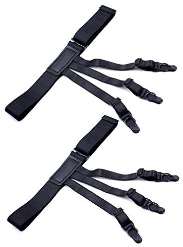 DonDon Tirantes con soporte para camisa e calcetines elástico y largo ajustable negros 2 piezas