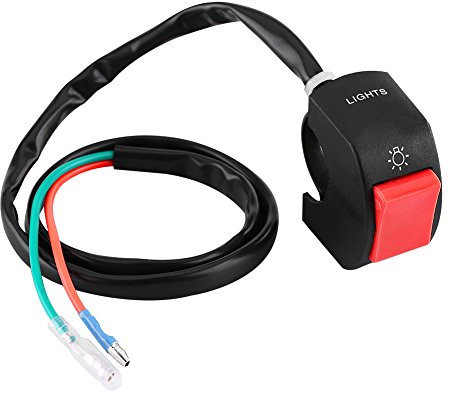 Interruptor de manillar de motocicleta Keenso Interruptor de encendido/apagado de faro LED de montaje universal de 7/8 pulgadas con botón(rojo)